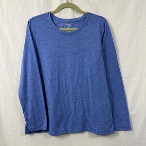 Danskin Now Semi-Fitted Top Womens Sz XL Blue Long Sleeve Dri-More Activewear